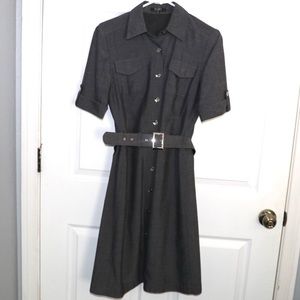 Alex Marie gray button up belted casual dress